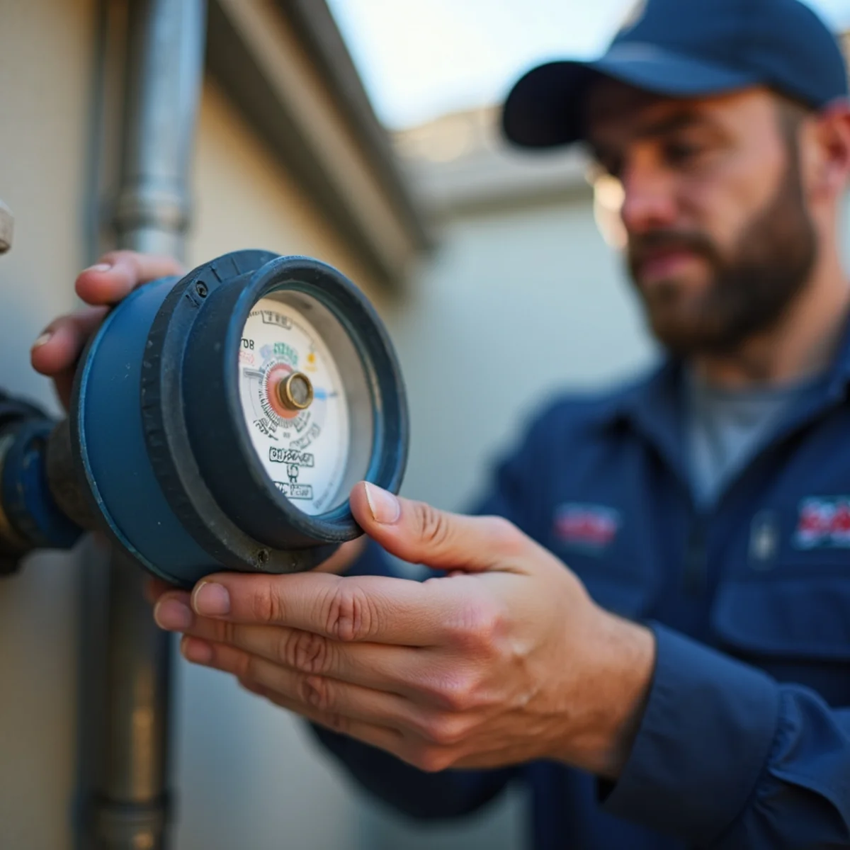 Water meter being checked for a hidden leak at a Rialto, CA home